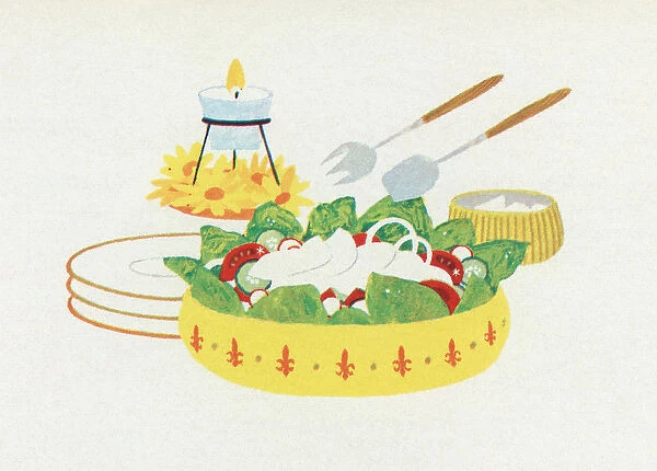 Retro Food: Salad Course, 1957 (screen print)