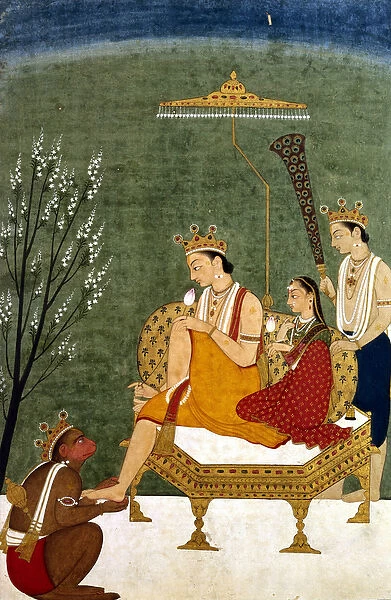 Seventh Incarnation of Vishnu as Rama-Chandra: Rama and Sita Reunited (paint on paper)