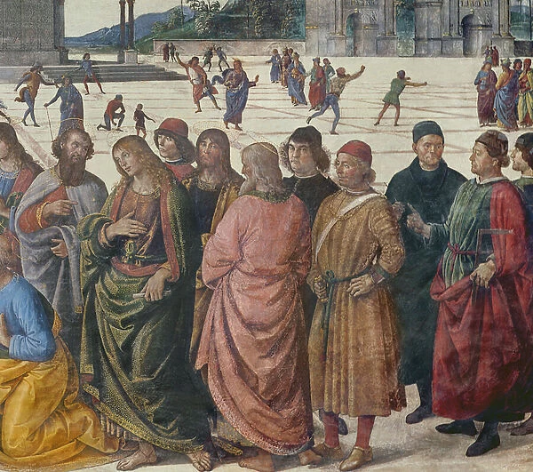 Detail of St. Peter receiving the keys, Sistine Chapel, 1481 (fresco)