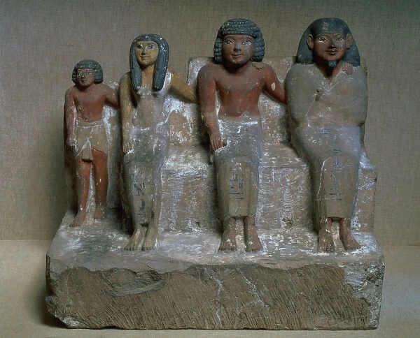 Statuette of a family group (pigment on chalk)