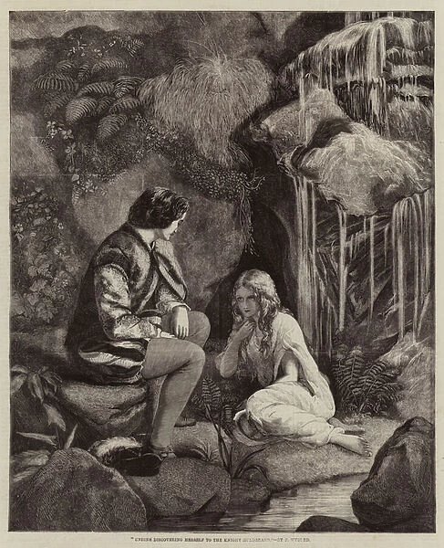 Undine discovering herself to the Knight Huldbrand (engraving)