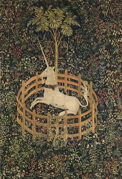 The Unicorn in Captivity, c. 1500 (wool warp with wool, silk, silver, and gilt wefts)