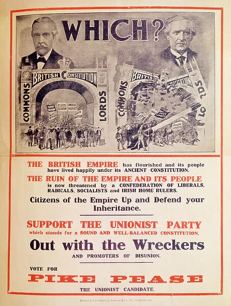 Unionist Party Poster for the British General Election of January 1910 (colour litho)