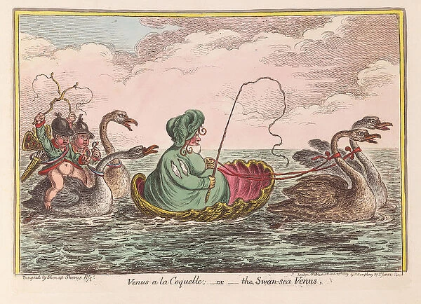 Venus a la Coquelle; or the Swan-sea Venus, pub. 1809 (hand coloured engraving)