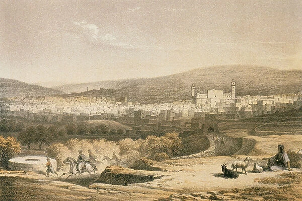 View of Bethlehem. Etching by Bernatz et alii - Steinkopk J. F. Editore