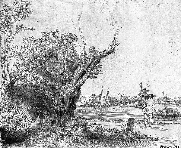 View of Omval, near Amsterdam, 1645 (etching) (b  /  w photo)