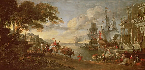View of a Port in the Orient (oil on canvas)
