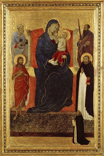 Virgin and Child enthroned with Saints Peter, Paul, John the Baptist, Dominic and a donor