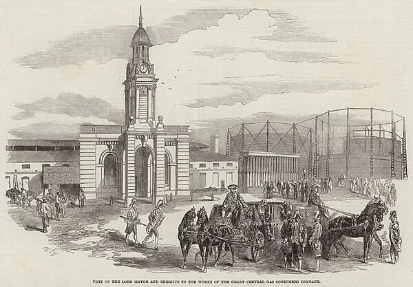 Visit of the Lord Mayor and Sheriffs to the Works of the Great Central Gas Consumers Company (engraving)
