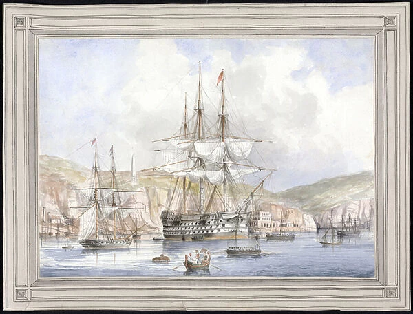 Vue de Malte (View at Malta) - Peinture de Charles Andrew Dyce (1816-1853), aquarelle sur papier (25, 1x34, 9 cm), vers 1849 - Yale University (USA)