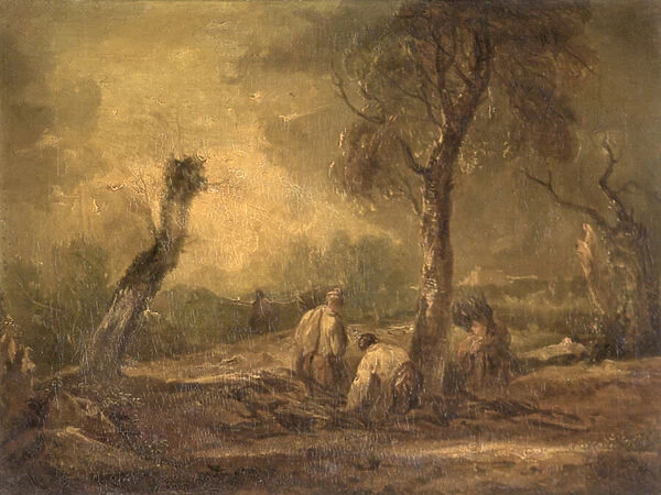 The Wood Cutters (oil on canvas)