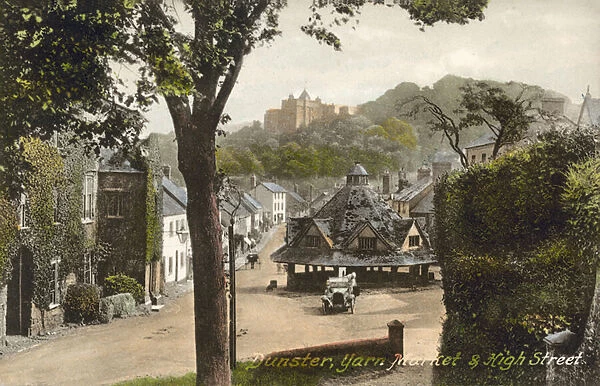 Yarn Market and High Street, Dunster, Somerset (colour photo)