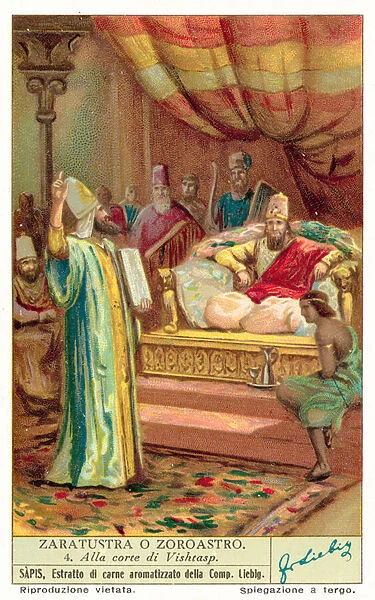 Zoroaster at the court of King Vishtaspa (chromolitho)