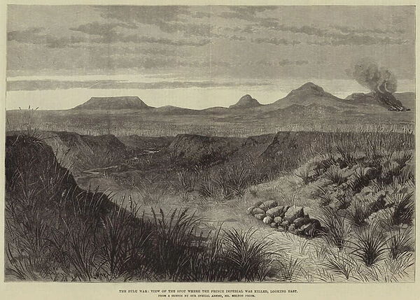 The Zulu War, View of the Spot where the Prince Imperial was killed, looking East (engraving)