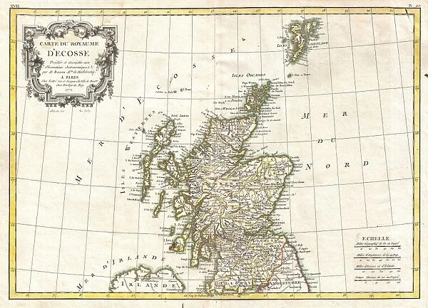 1772, Bonne Map of Scotland, Rigobert Bonne 1727 - 1794, one of the most important