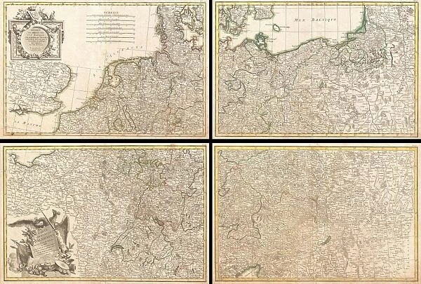 1775, Rizzi-Zannoni Map of the German Empire and Poland, topography, cartography