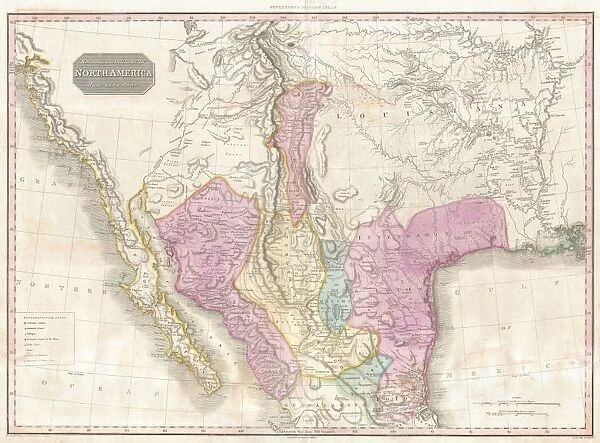 1818, Pinkerton Map of the American Southwest, California, Louisiana, New Mexico