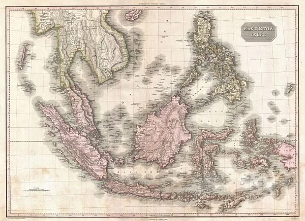 1818, Pinkerton Map of the East Indies and Southeast Asia, Singapore, Borneo, Java