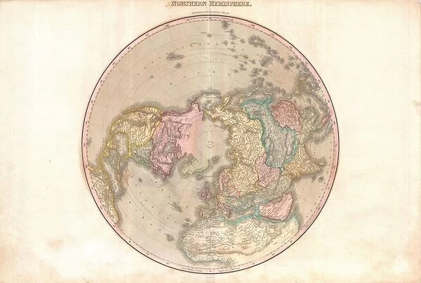 1818, Pinkerton Map of the Northern Hemisphere, North Pole, Arctic, John Pinkerton