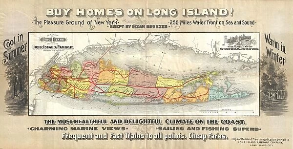 1891, Long Island Railroad Real Estate Map of Long Island, topography, cartography