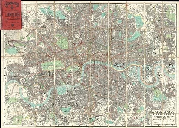 1895, Philip Pocket Map or Plan of London, England, topography, cartography, geography