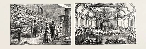 Aberdeen: Warping Machines in the Grandholm Tweed Mills (Left); Interior of the Music Hall