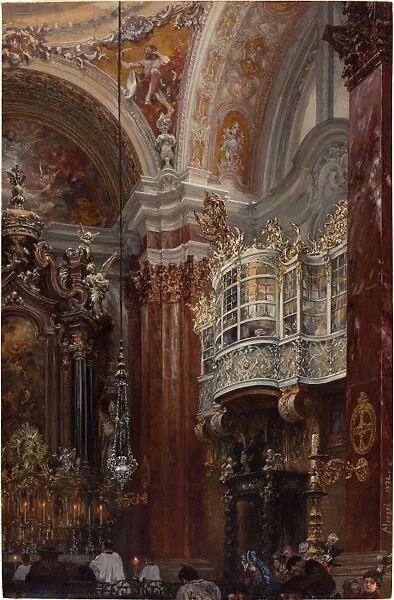Adolph Menzel (German, 1815 - 1905), The Interior of the Jacobskirche at Innsbruck