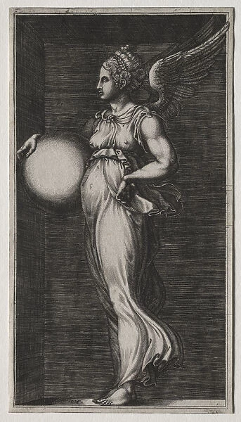 Allegorical Figure Holding Sphere mid 1560s Giorgio Ghisi