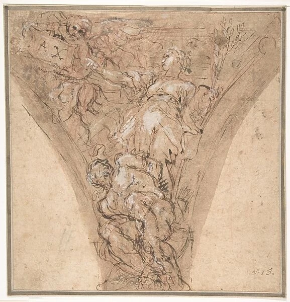 Allegorical Figure Peace 1625-1713 Pen brown ink