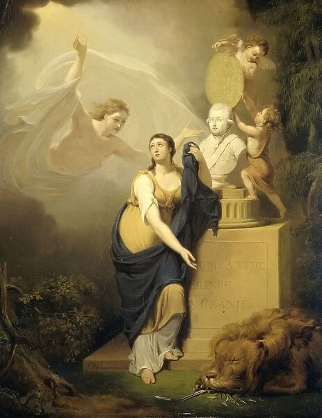 Allegory Death William V Prince Orange 1806 Dutch Virgin stands mourning