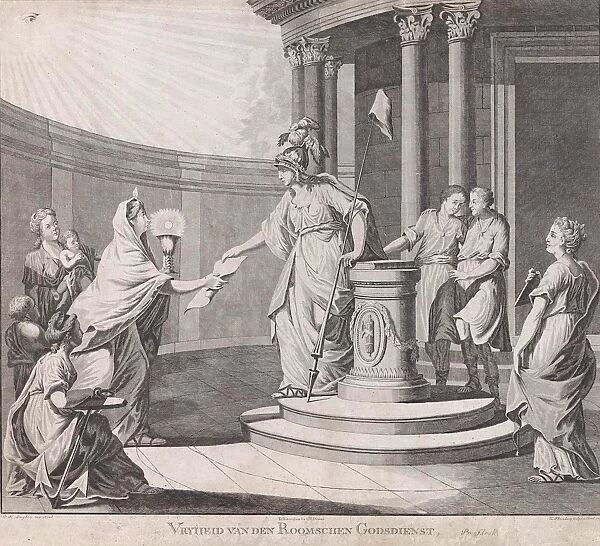 Allegory equating the Roman Catholic religion with other denominations, 1799, print maker