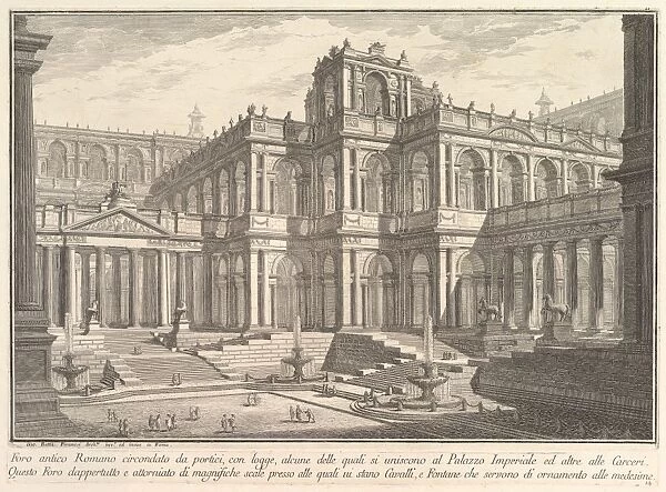 Ancient Roman forum surrounded porticoes loggias