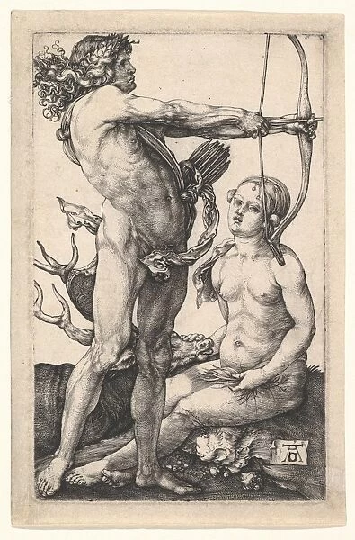 Apollo Diana ca 1503 Engraving sheet 4 9  /  16 x 2 7  /  8