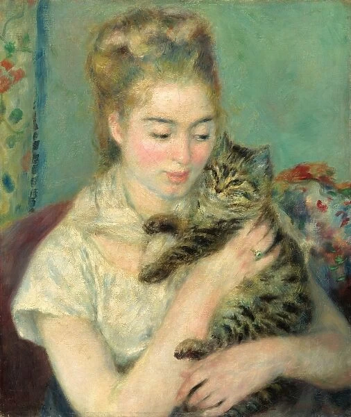 Auguste Renoir, Woman with a Cat, French, 1841 - 1919, c. 1875, oil on canvas