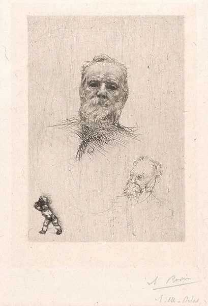 Auguste Rodin (French, 1840 - 1917). Portrait of Victor Hugo de face, 1886. Drypoint