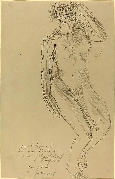 Auguste Rodin, Seated Female Nude Looking Forward, French, 1840 - 1917, 1908, graphite