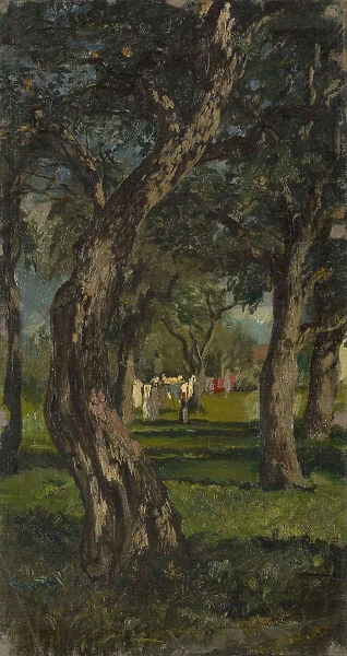 Baumgarten suspended laundry 1863 oil canvas