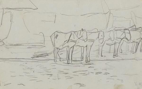 Beach horses barges Anton Mauve 1848 1888 paper