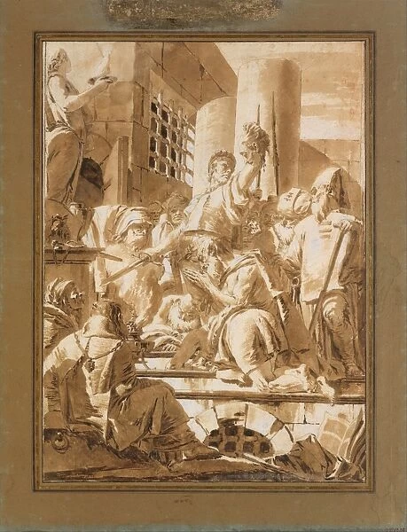 Beheading Two Male Saints 1696-1770 Pen brown ink