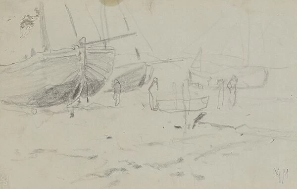 Bomb barges beach Anton Mauve 1848 1888 paper
