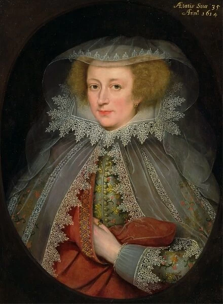 Catherine Killigrew, Lady Jermyn Dated in yellow paint, upper right: AEtatis