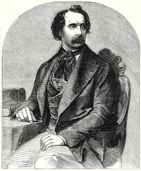 Charles Dickens, from a recent daguerreotype by Mayall, 1 December, 1855