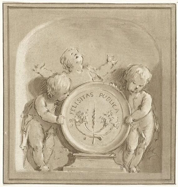 Cherubs with a coat of arms, Jurriaan Cootwijck, Jacob de Wit, 1724 - 1798