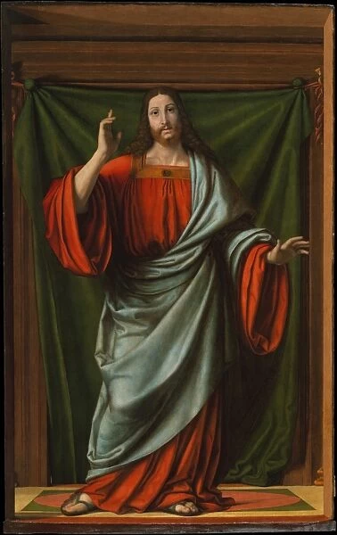 Christ Blessing Oil wood 80 1  /  4 x 51 1  /  2 203. 8 130. 8 cm