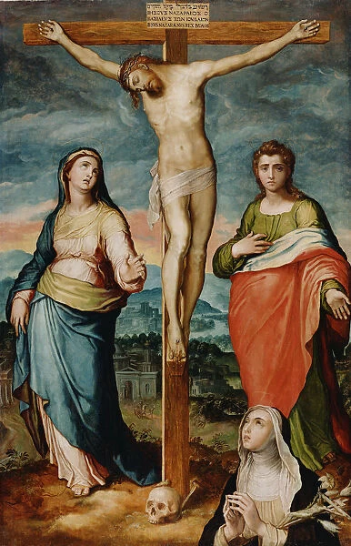 Christ Cross Saints Mary John Evangelist Catherine