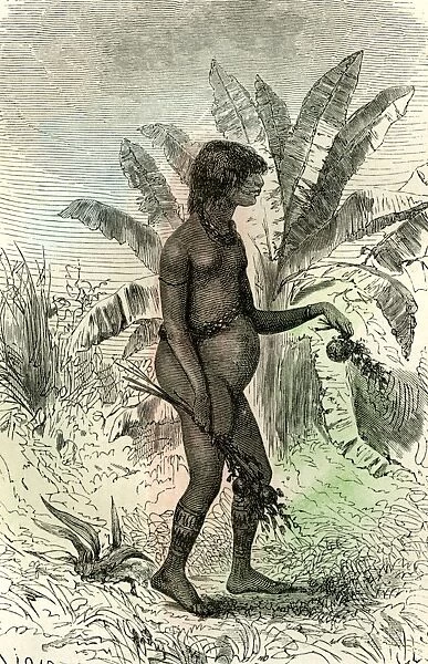 conibo girl, conibo, peru, south America, 1869, vintage, old print, 19th century