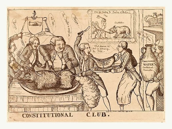 Constitutional Club, Dent, William, active 1741-1780, artist, England, satire