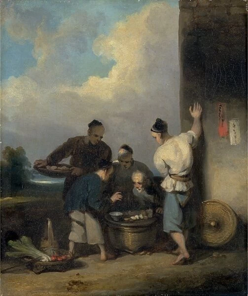 Coolies Round the Food Vendors Stall, George Chinnery, 1774-1852, British