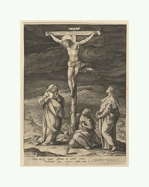 Crucifixion 1585 Engraving second state two sheet