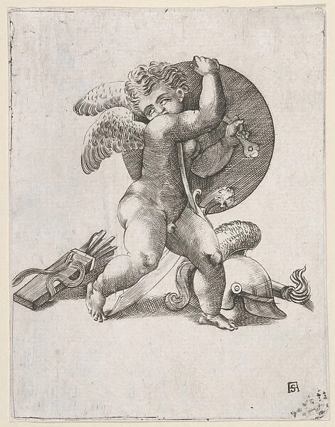 Cupid Weapons Mars ca 1547-62 Engraving first state